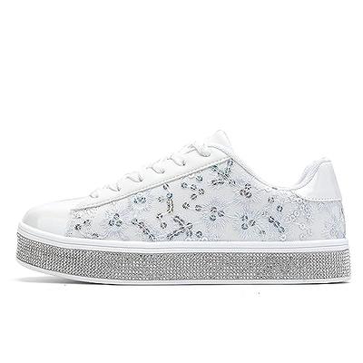 Women's Glitter Tennis Sneakers Floral Dressy Sparkly Sneakers