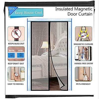 Insulated Door Curtain, [Upgrade EVA] Magnetic Thermal Insulated Door Cover  to Keep Temperature for Room/Kitchen, Keep Draft Air Out, Self Sealing,  Hands Free, Pet/Kids Friendly - 34x82 