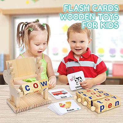  Educational Montessori Toys for 2-3-4-5-6 Year Old Boys Girls:  Preschool Learning Activities Spelling Games for 2 3 4 5 6 Year Old Kids  Girl Boy Gifts, Flash Cards Wooden Toys for