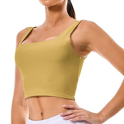 Colorfulkoala Women's Body Contour Square Neck Tank Tops Sleeveless Strappy  Crop Double Lined Shirts(XS, Oil Yellow) - Yahoo Shopping