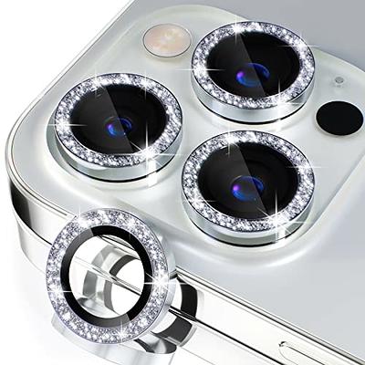 Compatible for iPhone 15 Pro/iPhone 15 Pro Max Camera Lens Protector Bling,  9H Tempered Glass Camera Cover Screen Protector Metal Individual Ring