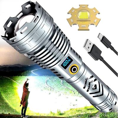 Gehavin Rechargeable High Power LED Flashlight 500000 High Lumens, Super  Bright XHP160 Flashlights with 6 Modes, Waterproof, Zoomable, Fast