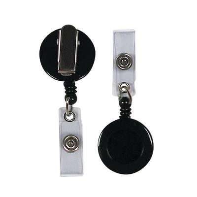 Advantus Clip on Retractable ID Reel with Badge Holder Strap, Black, 25/BX