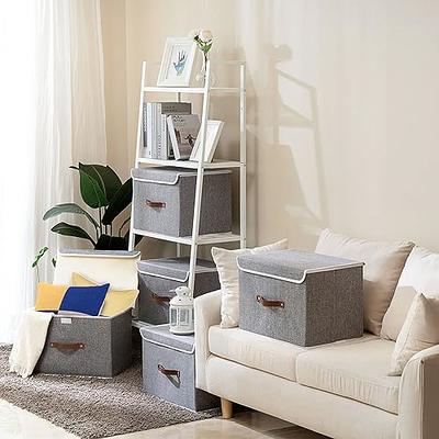 BALEINE Storage Bins with Lids, Foldable Linen Fabric Storage Boxes with  Lids, Collapsible Closet Organizer Containers with Cover for Home Bedroom  Office (3pack Gray Medium)