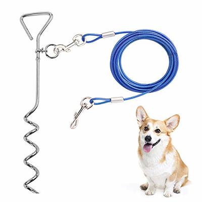 (2) Dog Stake with (2) Tie Out Cable - The Complete Tether System for Small  to Medium Pets to Play in The Yard