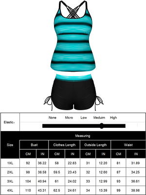 Chama Womens Plus Size 2-Piece Swimsuit Side Drawstring Tankini Boy Shorts  Bathing Suits for Women 