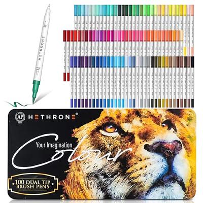 Hethrone Markers for Adult Coloring - 100 Colors Dual Tip Brush Pens Art  Markers Set, Fine Tip Markers for Calligraphy Painting Drawing Lettering (100  Colors White Lion) - Yahoo Shopping