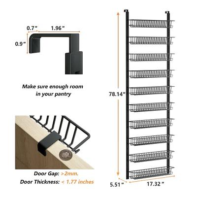 TIMEBAL 8 Tier Over the Door Pantry Organizer and Storage Rack with 8 Full  Baskets, Metal Hanging & Wall Mounted Kitchen Storage Spice Rack, Bathroom  Over Door Organizer-Black