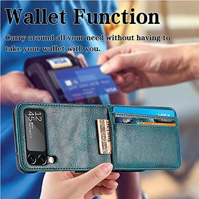 Wallet Samsung Z Flip Case, for Samsung Z Flip 3 / Blue Green