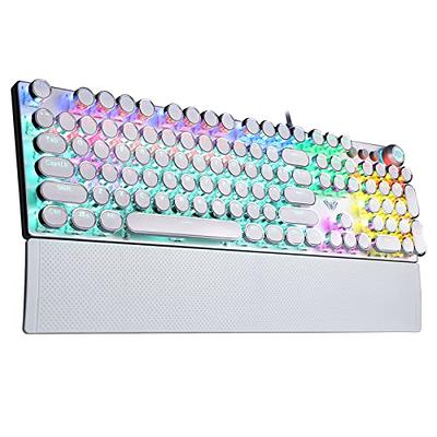 AULA F2088 Typewriter Style Mechanical Gaming Keyboard,Rainbow LED