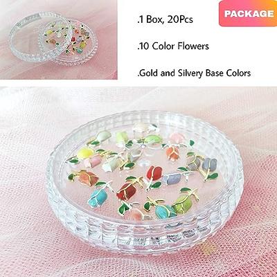 20pcs 3d Tuilip Nail Charms Flower Nail Rhinestones Nail Art Gems Nail  Studs Luxury Tulip Nail Jewelrys Cute Golden Alloy Flower Charms For Nail  Decor