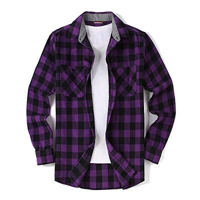 Esabel.C Mens Flannel Shirt Regular Fit Long Sleeve,Casual Button Down Plaid  Flannel Shirt for Men,Purple/Black,S - Yahoo Shopping