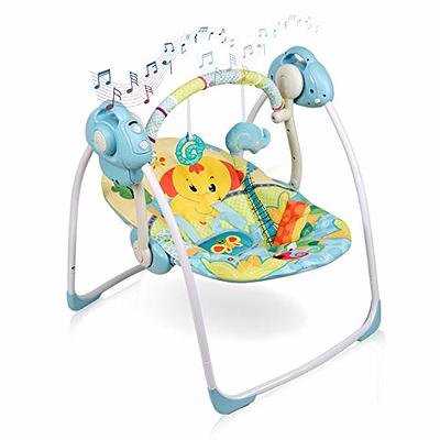 Electric Baby Swing, Bioby Infant Swing Chair Rocker with Remote Control, 5  Swing Speeds, Seat Belt, Bluetooth Music, Grey