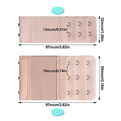 2/4pcs 3 Rows 4 Hooks Stretchy Bra Extension Buckle Set