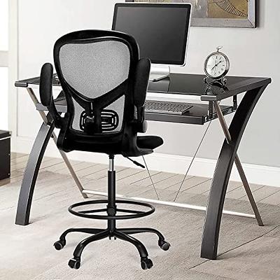 Mesh Drafting Chair Tall Office Chair for Standing Desk Ergonomic Back Support Desk Chair Adjustable Height Task Chair with Foot Ring and Adjustable