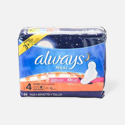 Always Maxi Pads Overnight Absorbency Unscented w/ Wings - Yahoo
