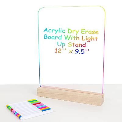 Fanderrin Acrylic Dry Erase Board with Neon Light Up Stand -Table LED  Letter Message Board with