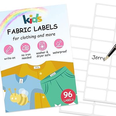 100pc Iron on Name Labels for Clothing & Fabrics - Washable Precut