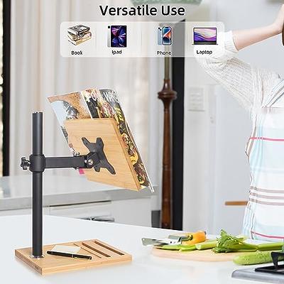 wishacc Bamboo Book Stand Reading Rest Holder Cookbook Cook Stand/Foldable  Tablet PC Textbook/Music Document Stand/Desk Bookrest with Retro Hollow