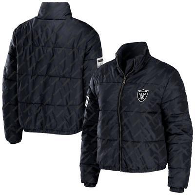 Women's WEAR by Erin Andrews Silver Las Vegas Raiders Puffer Full-Zip  Hoodie Jacket