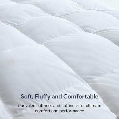Globon Luxurious Feather Down Comforter Queen Size, Fluffy Hotel Collection  Duvet Insert Medium Warmth for All Season,100% Soft Cotton Shell with