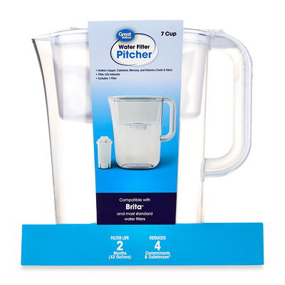 Great Value Water Filter Pitcher 10 Cup Series, Blue Color, BPA-Free Plastic Water Pitcher, Brita Filter Compatible