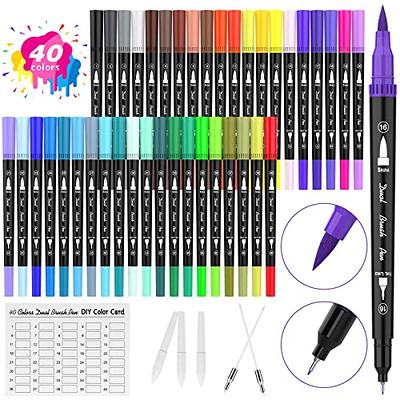 100 Colors Duo Tip Brush Markers Pens, ZSCM Colored Pens Watercolor Art  Markers Fineliner Calligraphy Pens, for Kids Adults Coloring Books, Gifts  for
