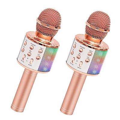 2 Pack Karaoke Microphone For Kids,bluetooth Wireless Microphone With Led  Lights,portable Handheld Karaoke Mic Speaker Machine For Girls Boys  Adults(b