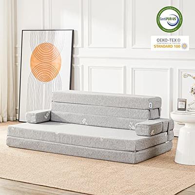 6 In Folding Sofa Bed Memory Foam Mattress Topper with Pillow and Storage  Bag