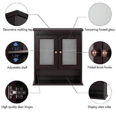 Spirich Bathroom Wall Cabinet with Glass Doors, Small Hanging Medicine  Cabinet Wall Mounted, Wood Wall Storage Organizer Space Saver, Espresso -  Yahoo Shopping