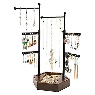 Sagler Jewelry Organizer - 6-Tier Earring Holder Rack For 140 Pairs -  Compact Stand For Jewelry - Clear Acrylic Necklace Holder - Foldable 