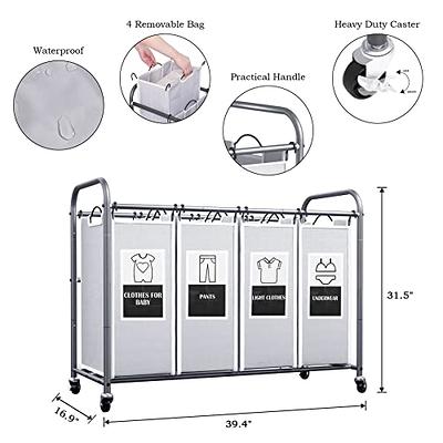  STORAGEIDEAS Laundry Sorter 4 Section, 4-Bag Heavy Duty Rolling  Laundry Hamper Cart, Laundry Basket Organizer With Wheels and Removable  Bags, Laundry Room Organization For Dirty Clothes Storage, BEIGE : Home 