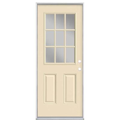 Masonite 72 in. x 80 in. Willow Wood Steel Prehung Right-Hand Inswing 10-Lite Clear Glass Patio Door Without Brickmold