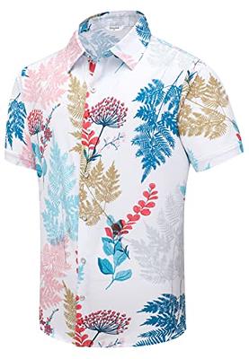  Hawaiian Shirt for Men Casual Vacation Tropical Button Down  Regular Fit Summer Floral Printed Short Sleeve Beach Tops A-Black : Sports  & Outdoors