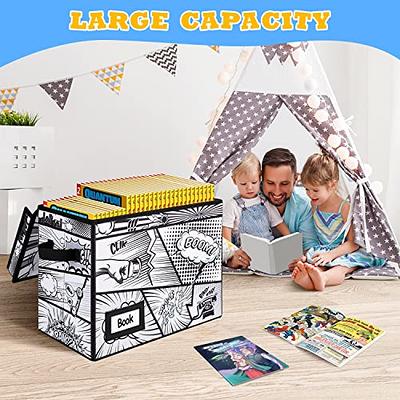 REDSHELL Comic Book Storage Box with Attached Lid, Collapsible Fabric  Storage Bins with Handles 15 X 7.8 X 12, Toy Storage Bins with Lable  Slot 