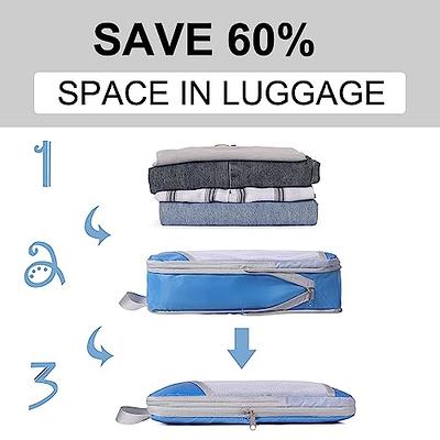 Compression Packing Cubes for Suitcase,CLUCI 4 Set Travel Essentials Organizer Bags for Luggage Travel Accessories, Grey