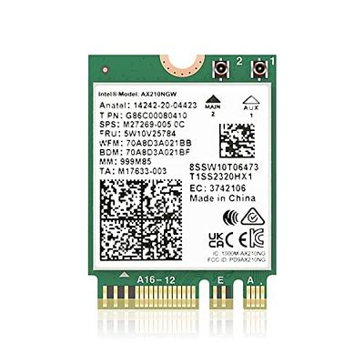 AX210NGW WiFi Card, Wi-Fi 6E 11AX Wireless Module Expand to 6GHz MU-MIMO  Tri-Band Bluetooth 5.3 Internal Network Adapter for Laptop, Support Windows