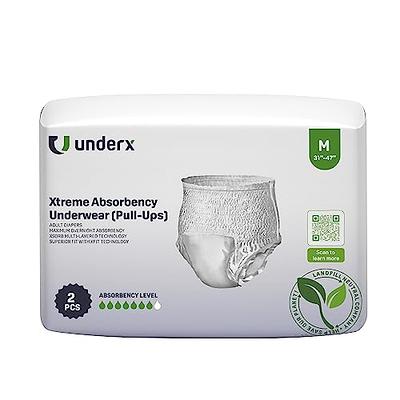 Underx 2PCS Xtreme Absorbency Adult Disposable Incontinence Underwear,  Sample Pack, Latex Free, w/Overnight Comfort, Heavy Absorbency, Leak  Protection