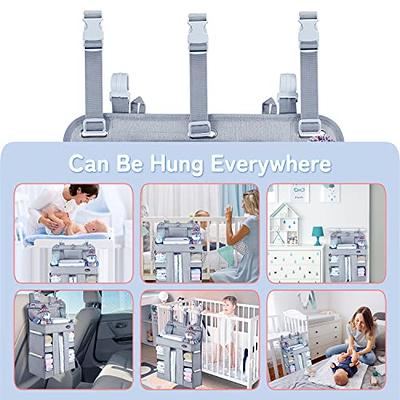 HHZ XL Hanging Diaper Caddy Organizer –Sturdy and Durable Baby Organizer –  Diaper Stacker for Changing Table, Crib, Playard or Wall & Nursery