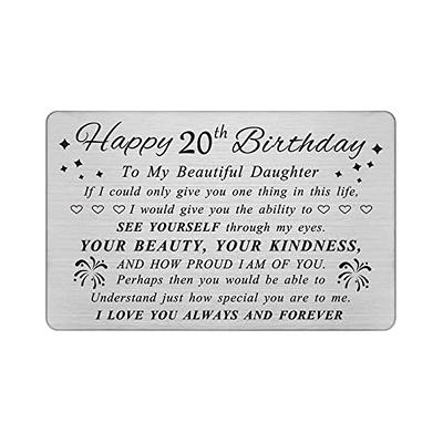 DEGASKEN Daughter 20th Birthday Card - Birthday Gifts for Sweet 20 Year Old  Daughter - 20th Birthday Decorations for Girls, Personalized Engraved  Wallet card - Yahoo Shopping
