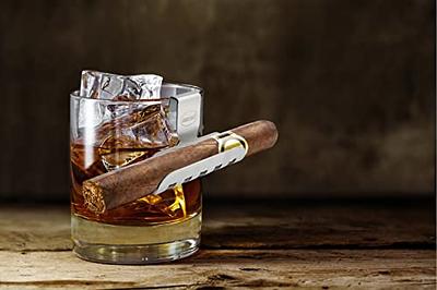 Whiskey Barrel Cigar Holder and Coaster - with Tasting Glass