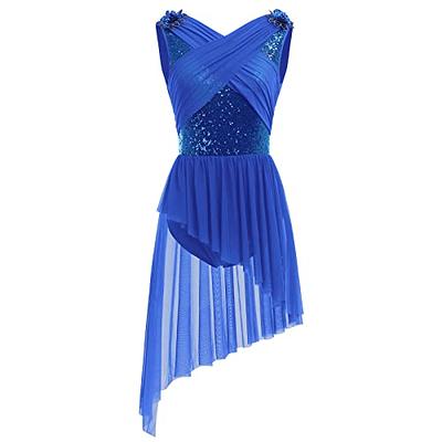 Aislor Women's Asymmetrical Praise Dance Dresses Color Block Sleeveless  Dance Dress Tunic