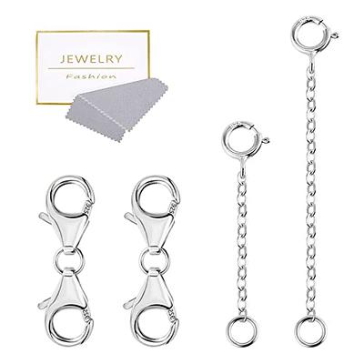 925 Sterling Silver Double Lobster Clasp and Necklace Extender White Gold  Plated Double Lobster Clasps Connector Bracelet Necklace Extension Clasp  for Jewelry Making（4pcs） - Yahoo Shopping