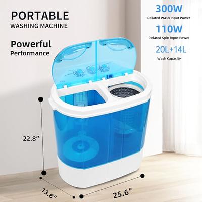 SUPER DEAL Compact Mini Twin Tub Washing Machine 13lbs Capacity Portable  Washer Wash and Spin Cycle Combo, Built-in Gravity Drain for Camping