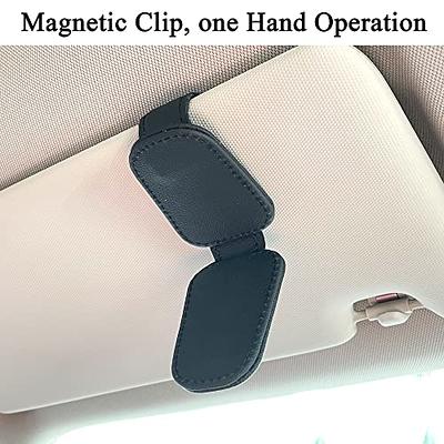  KIWEN Sunglasses Holders for Car Sun Visor, Magnetic Leather  Glasses Eyeglass Hanger Clip for Car, Ticket Card Clip Eyeglasses Mount, Car  Visor Accessories Gadgets(Black) : Automotive