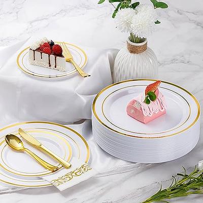 200pc Gold Plastic Plates - 100 Dinner Plates & 100 Salad Plates, Party Plates  Disposable Heavy Duty - Dessert, Appetizer - AliExpress