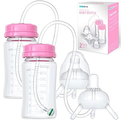 Hands-Free Baby Bottle - Anti-Colic Self Feeding Baby Bottle System 9 oz (2  Pack - Elephant)