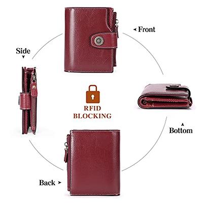 Fependu Slim Wallet for Women Thin Womens Card Holder RFID Blocking Genuine  Leather Small Wallets