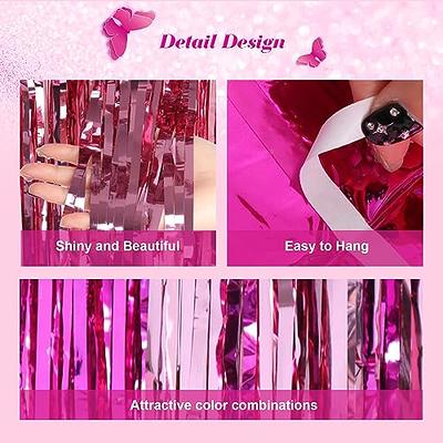Pink Foil Curtain, Hot Red Pink Streamers Party Decorations Pink Fringe  Backdrop Birthday Decorations Pink Backdrop for Wedding Engagement