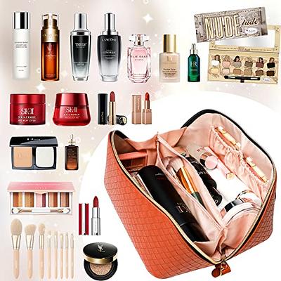 Makeup Bag Cosmetic Bag Set, Large Capacity Travel Cosmetic Bag Portable  Travel Make Up Bag Waterproof Leather Makeup